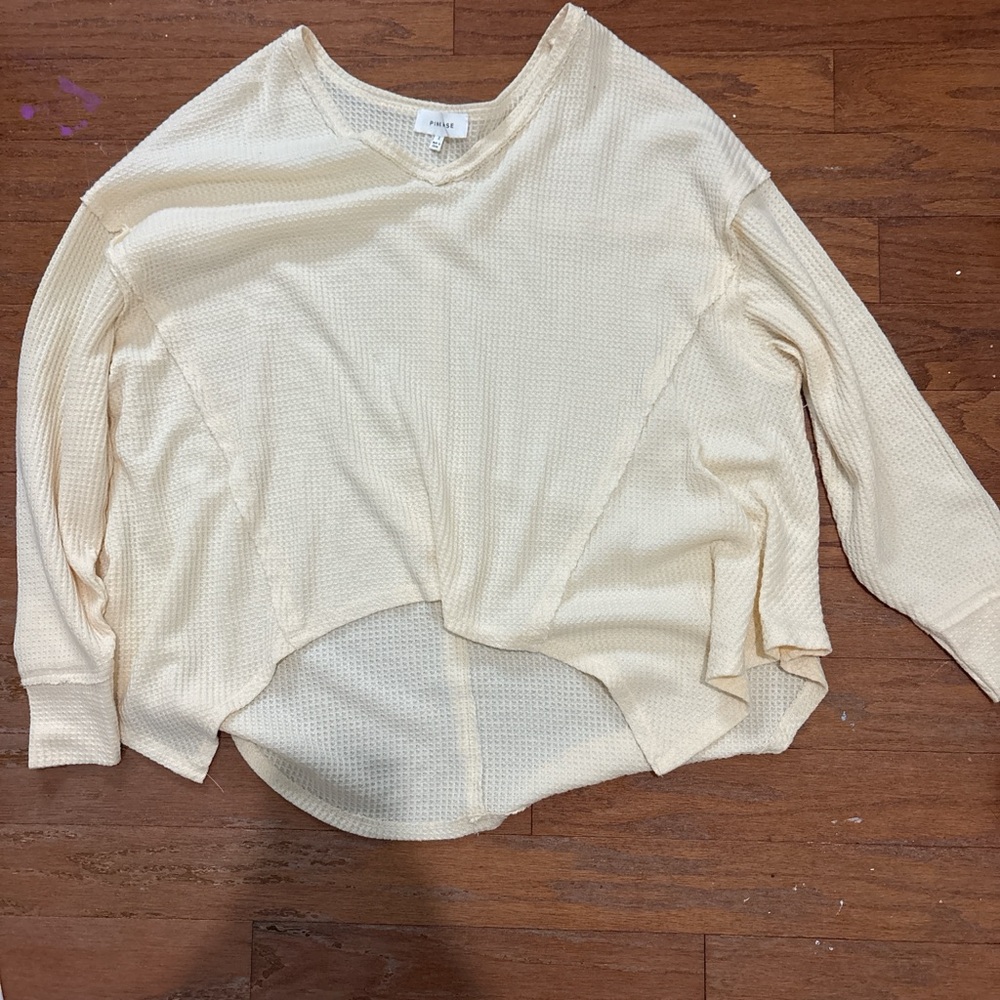Cream Oversized Waffle Knit Thin Sweater